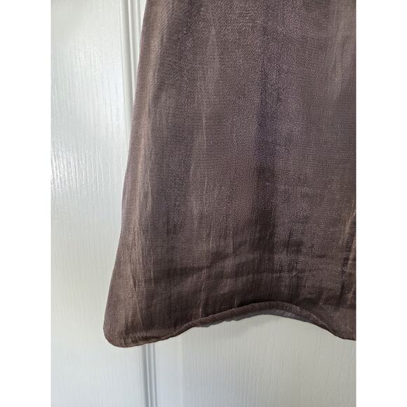 IC By Connie K Elegant Glittery Brown Sequin Trim Asymmetrical Blouse Size Small - Picture 13 of 14